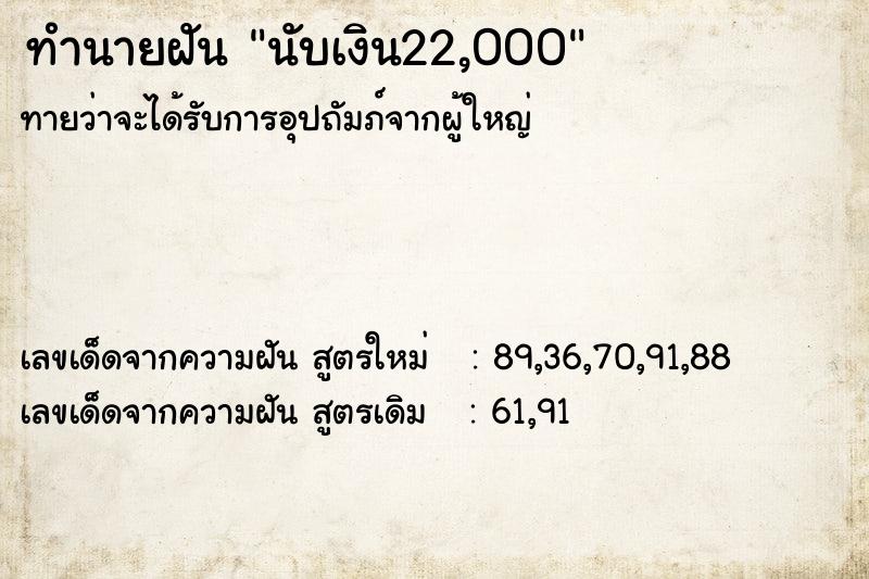 ทำนายฝันนับเงิน22,000 ทำนายฝันทำนายฝันนับเงิน22,000