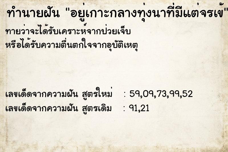 ทำนายฝันทำนายฝันอยู่เกาะกลางทุ่งนาที่มีแต่จรเข้