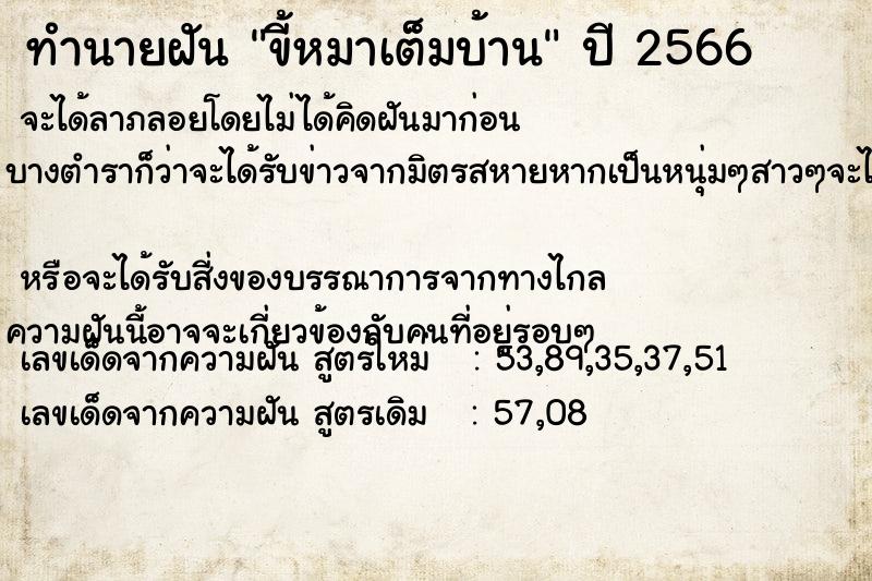 ทำนายฝัน ขี้หมาเต็มบ้าน ทำนายฝัน ขี้หมาเต็มบ้าน