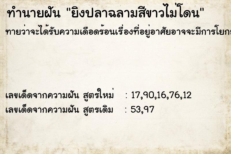 ทำนายฝัน ยิงปลาฉลามสีขาวไม่โดน ทำนายฝัน ยิงปลาฉลามสีขาวไม่โดน