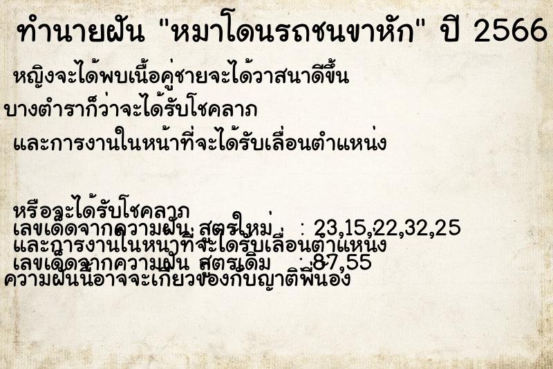 ทำนายฝัน หมาโดนรถชนขาหัก ทำนายฝัน หมาโดนรถชนขาหัก