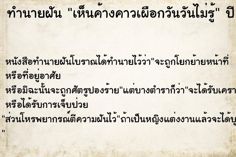 ทำนายฝันเห็นค้างคาวเผือกวันวันไม่รู้ ทำนายฝันทำนายฝันเห็นค้างคาวเผือกวันวันไม่รู้