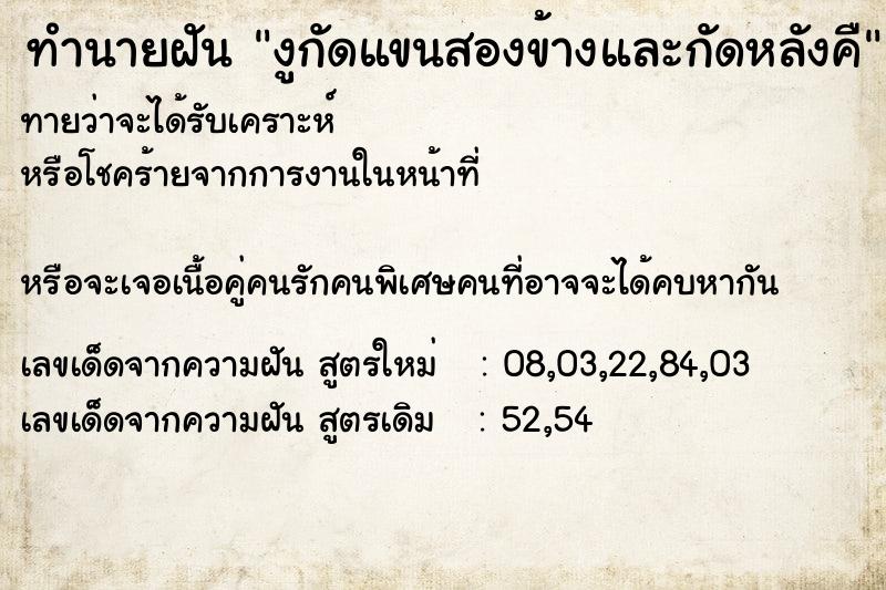 ทำนายฝันงูกัดแขนสองข้างและกัดหลังคื ทำนายฝันทำนายฝันงูกัดแขนสองข้างและกัดหลังคื