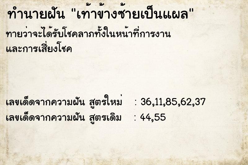 ทำนายฝันทำนายฝันเท้าข้างซ้ายเป็นแผล