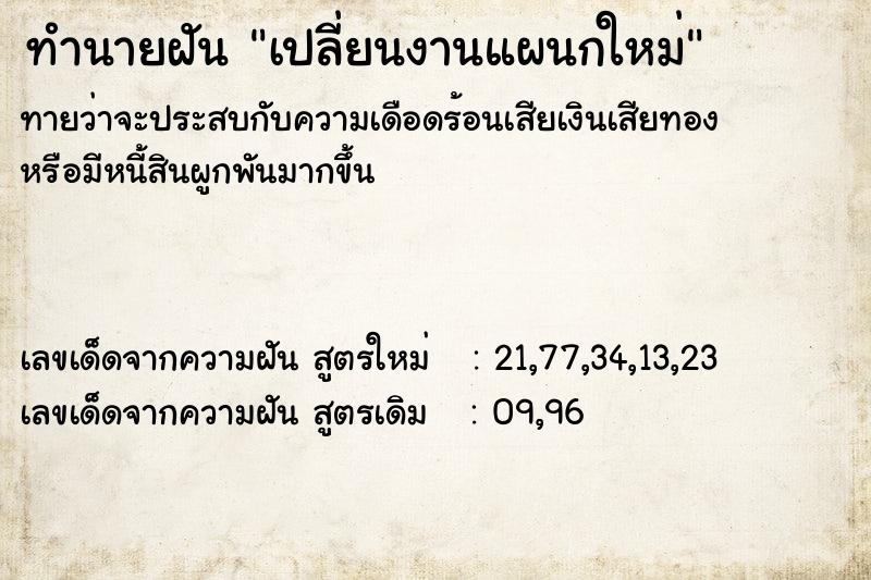 ทำนายฝันทำนายฝันเปลี่ยนงานแผนกใหม่