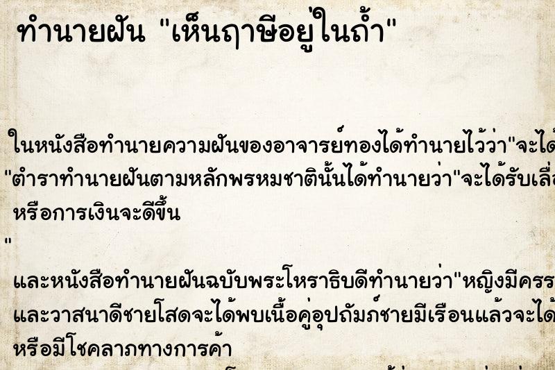 ทำนายฝันเห็นฤาษีอยู่ในถ้ำ ทำนายฝันทำนายฝันเห็นฤาษีอยู่ในถ้ำ