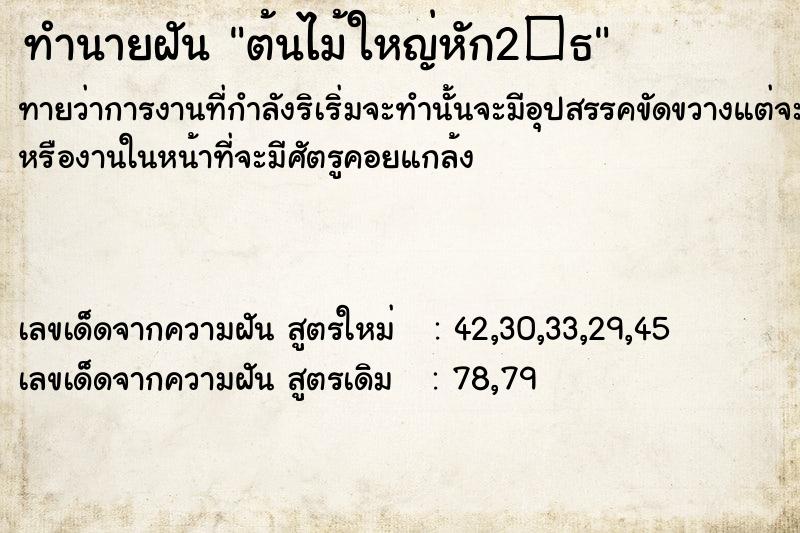 ทำนายฝันต้นไม้ใหญ่หัก2�¸ ทำนายฝันทำนายฝันต้นไม้ใหญ่หัก2�¸