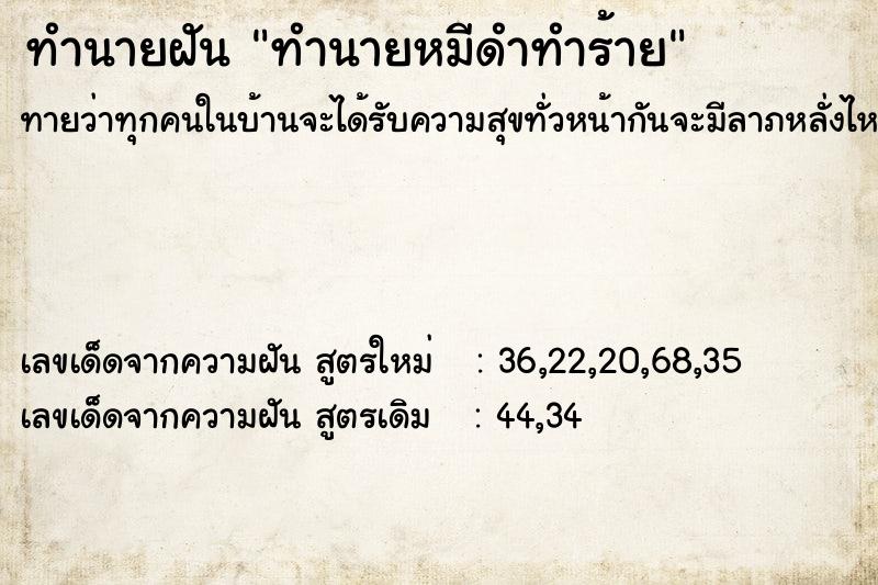 ทำนายฝันทำนายหมีดำทำร้าย ทำนายฝันทำนายฝันทำนายหมีดำทำร้าย