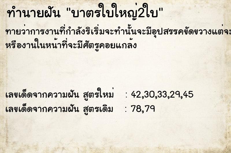 ทำนายฝันบาตรใบใหญ่2ใบ ทำนายฝันทำนายฝันบาตรใบใหญ่2ใบ
