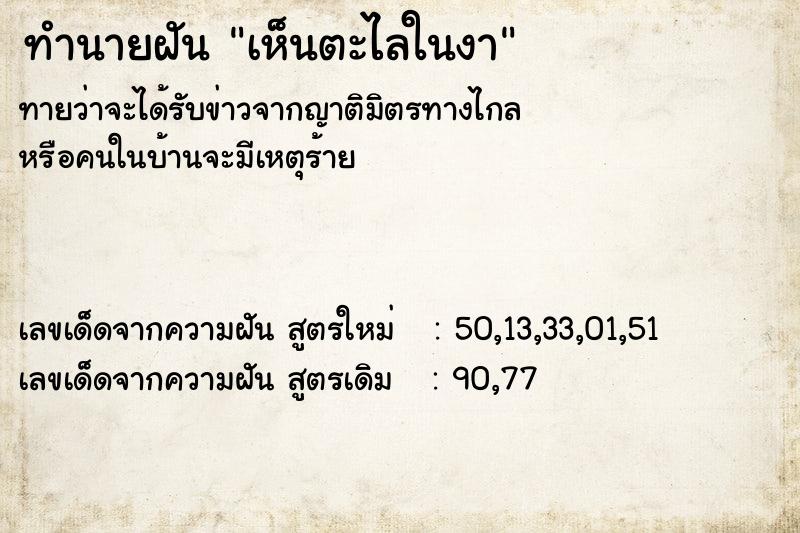 ทำนายฝันทำนายฝันเห็นตะไลในงา