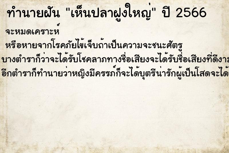 ทำนายฝันทำนายฝันเห็นปลาฝูงใหญ่