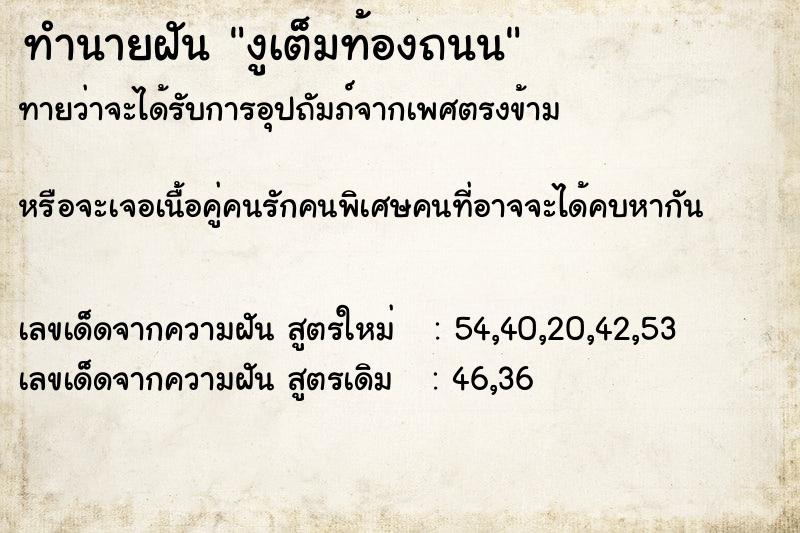 ทำนายฝันงูเต็มท้องถนน ทำนายฝันทำนายฝันงูเต็มท้องถนน