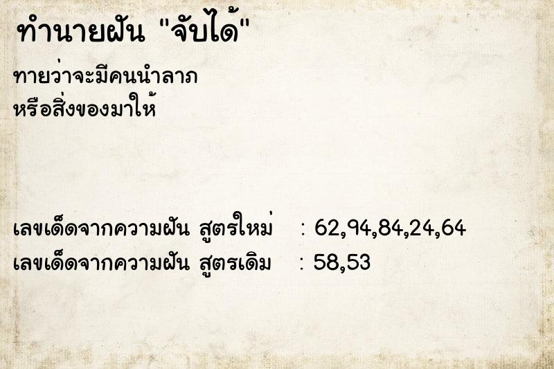 ทำนายฝันจับได้ ทำนายฝันทำนายฝันจับได้