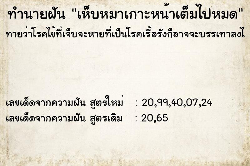 ทำนายฝันเห็บหมาเกาะหน้าเต็มไปหมด ทำนายฝันทำนายฝันเห็บหมาเกาะหน้าเต็มไปหมด