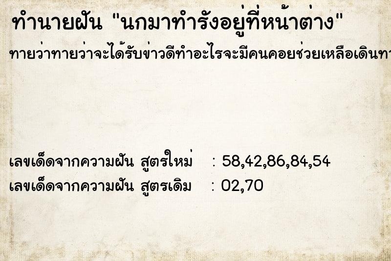 ทำนายฝันนกมาทำรังอยู่ที่หน้าต่าง ทำนายฝันทำนายฝันนกมาทำรังอยู่ที่หน้าต่าง