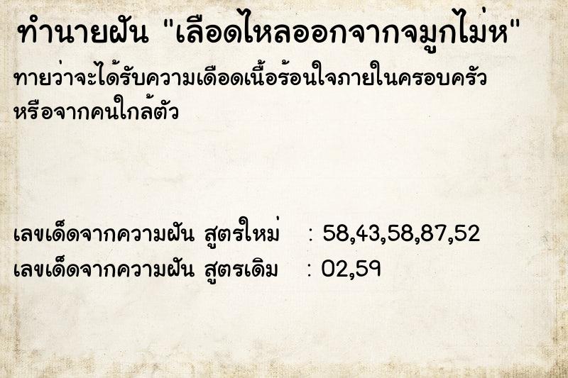 ทำนายฝันเลือดไหลออกจากจมูกไม่ห ทำนายฝันทำนายฝันเลือดไหลออกจากจมูกไม่ห