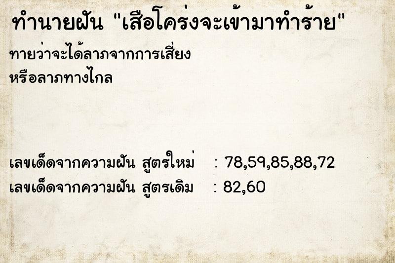 ทำนายฝันเสือโคร่งจะเข้ามาทำร้าย ทำนายฝันทำนายฝันเสือโคร่งจะเข้ามาทำร้าย