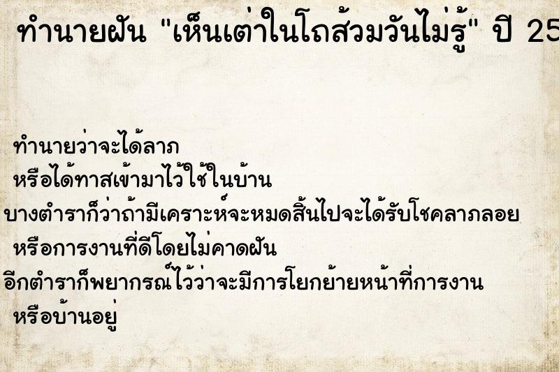 ทำนายฝันทำนายฝันเห็นเต่าในโถส้วมวันไม่รู้