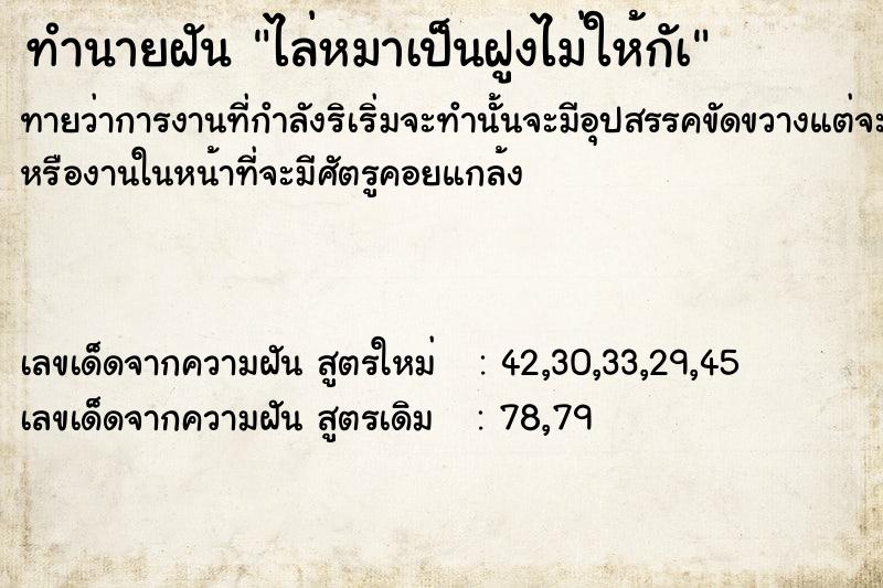 ทำนายฝันไล่หมาเป็นฝูงไม่ให้กัà ทำนายฝันทำนายฝันไล่หมาเป็นฝูงไม่ให้กัà