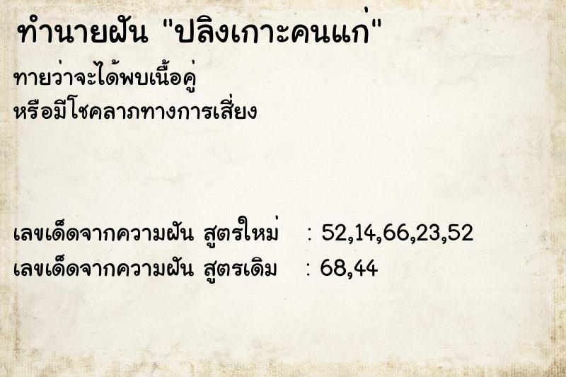 ทำนายฝันทำนายฝันปลิงเกาะคนแก่