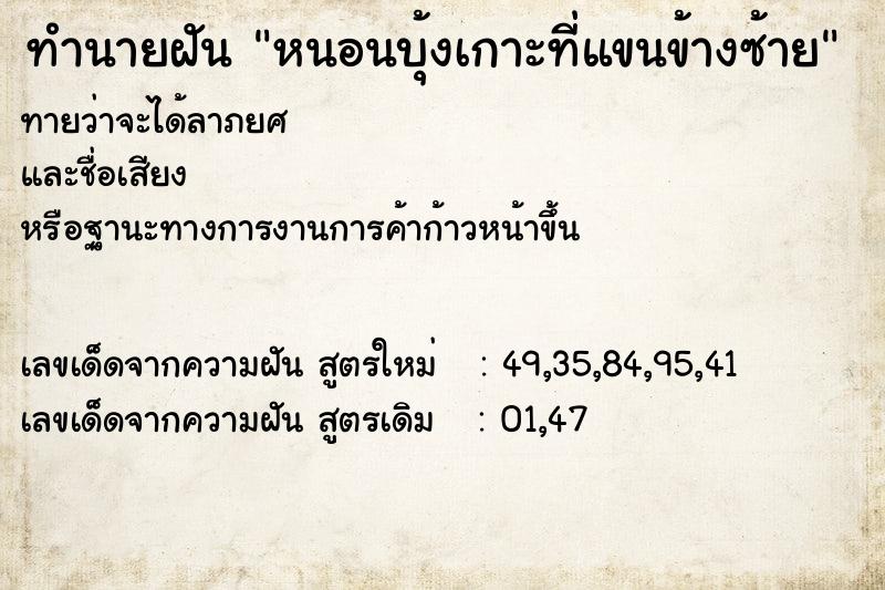 ทำนายฝันหนอนบุ้งเกาะที่แขนข้างซ้าย ทำนายฝันทำนายฝันหนอนบุ้งเกาะที่แขนข้างซ้าย