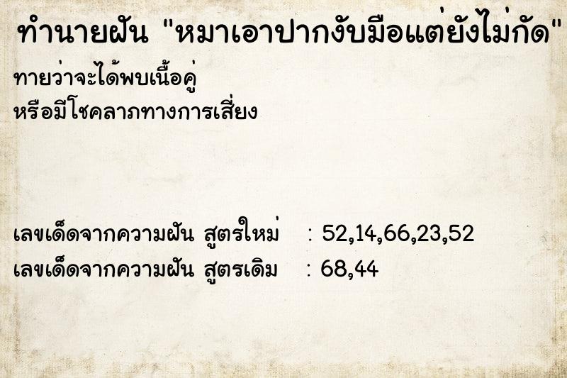 ทำนายฝันหมาเอาปากงับมือแต่ยังไม่กัด ทำนายฝันทำนายฝันหมาเอาปากงับมือแต่ยังไม่กัด