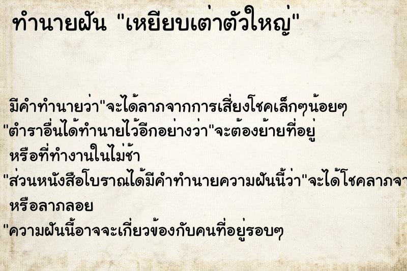 ทำนายฝันเหยียบเต่าตัวใหญ่ ทำนายฝันทำนายฝันเหยียบเต่าตัวใหญ่
