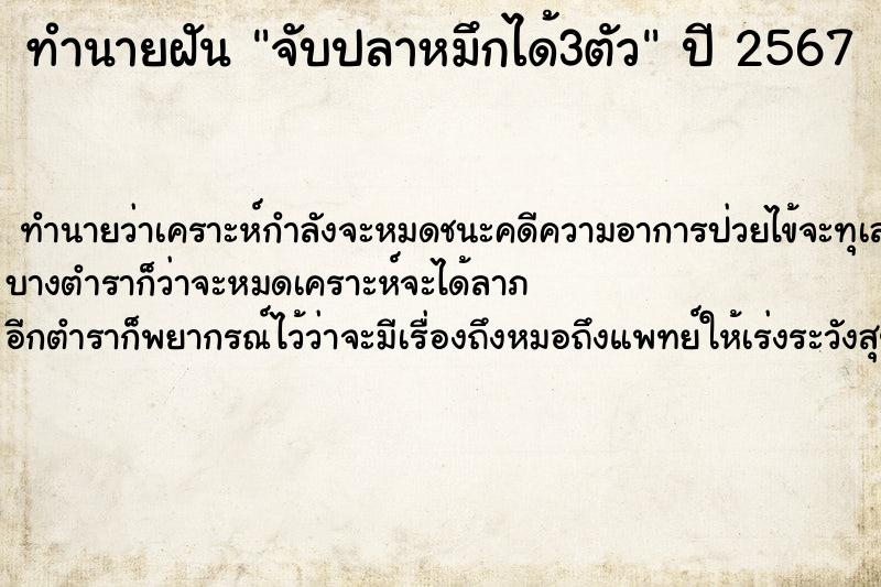 ทำนายฝัน จับปลาหมึกได้3ตัว ทำนายฝัน จับปลาหมึกได้3ตัว