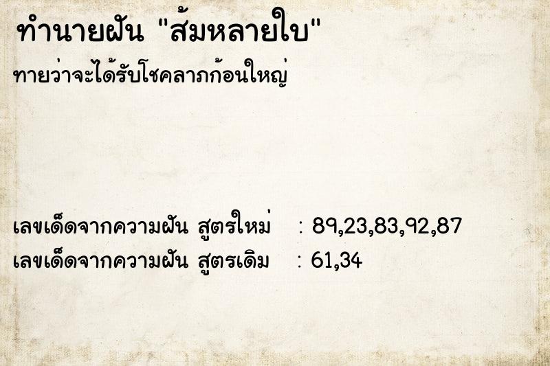 ทำนายฝันส้มหลายใบ ทำนายฝันทำนายฝันส้มหลายใบ