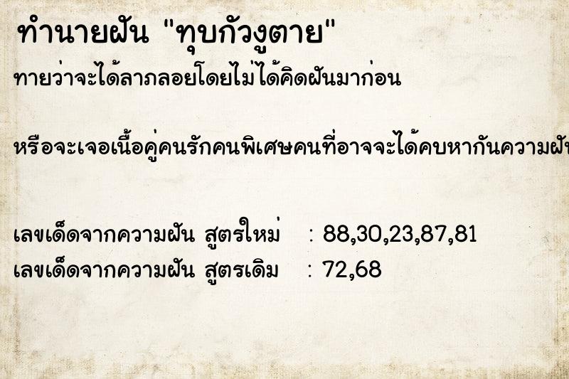 ทำนายฝันทุบกัวงูตาย ทำนายฝันทำนายฝันทุบกัวงูตาย