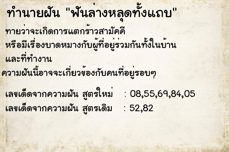 ทำนายฝันฟันล่างหลุดทั้งแถบ ทำนายฝันทำนายฝันฟันล่างหลุดทั้งแถบ