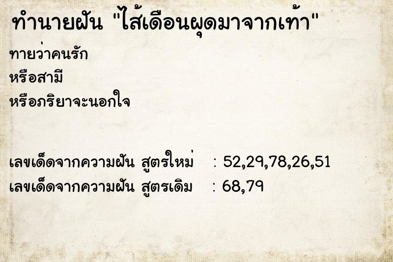 ทำนายฝันทำนายฝันไส้เดือนผุดมาจากเท้า