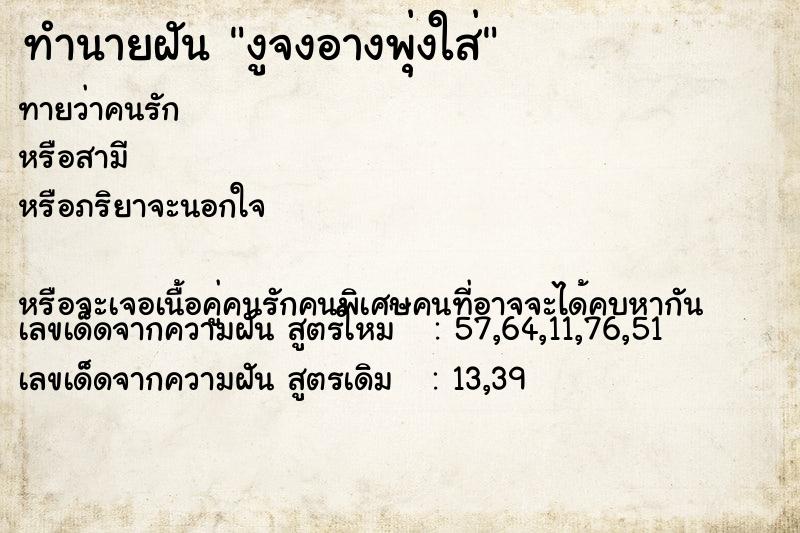 ทำนายฝันทำนายฝันงูจงอางพุ่งใส่