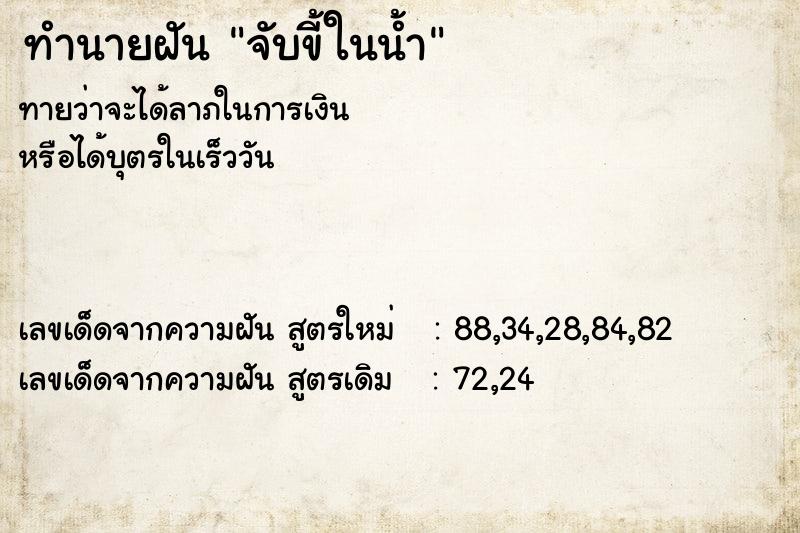 ทำนายฝันทำนายฝันจับขี้ในน้ำ