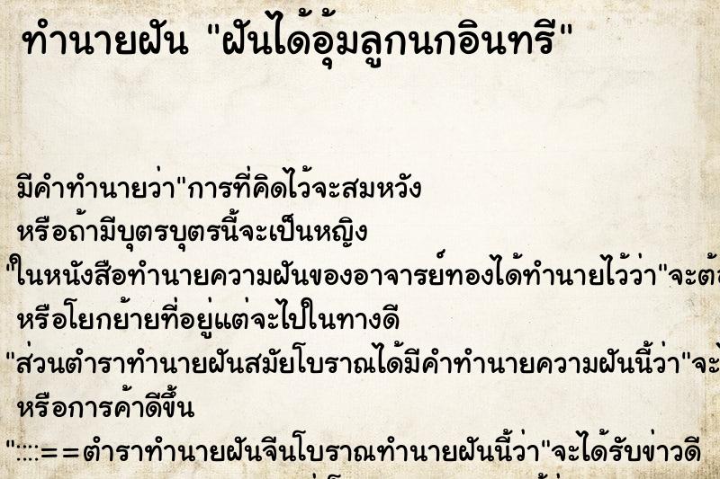 ทำนายฝัน ฝันได้อุ้มลูกนกอินทรี ทำนายฝัน ฝันได้อุ้มลูกนกอินทรี