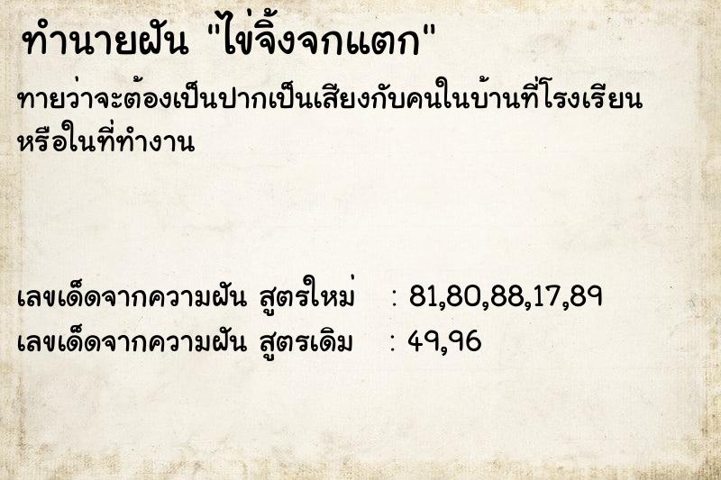 ทำนายฝันไข่จิ้งจกแตก ทำนายฝันทำนายฝันไข่จิ้งจกแตก