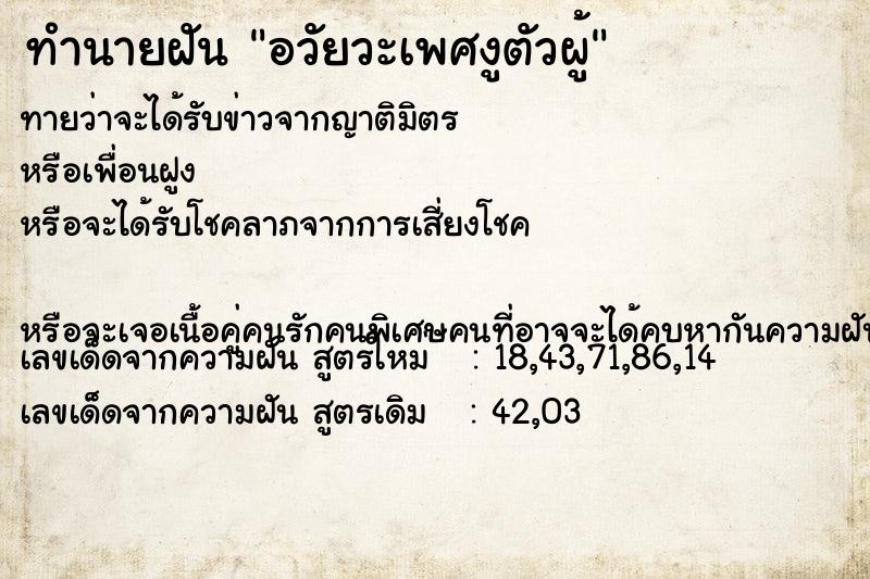 ทำนายฝันอวัยวะเพศงูตัวผู้ ทำนายฝันทำนายฝันอวัยวะเพศงูตัวผู้