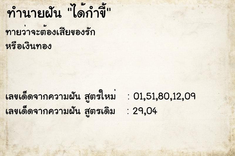 ทำนายฝัน ได้กำขี้