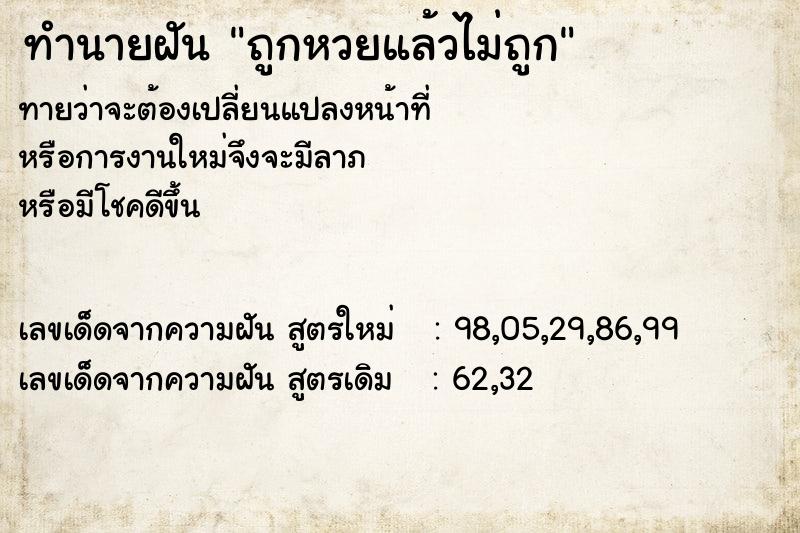 ทำนายฝันถูกหวยแล้วไม่ถูก ทำนายฝันทำนายฝันถูกหวยแล้วไม่ถูก