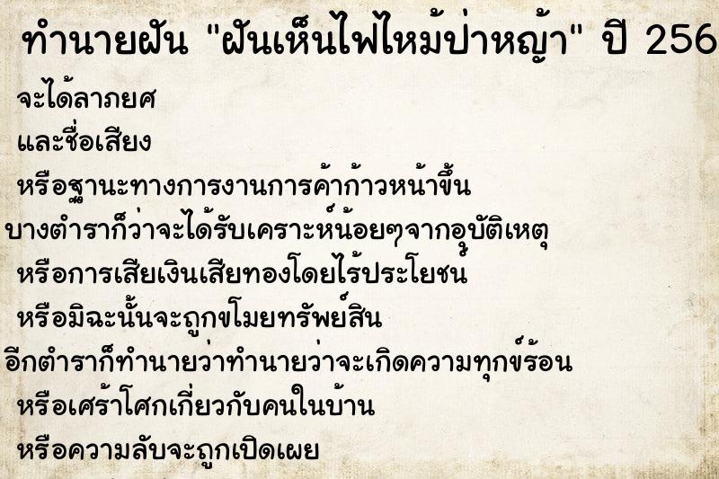 ทำนายฝันทำนายฝันฝันเห็นไฟไหม้ป่าหญ้า
