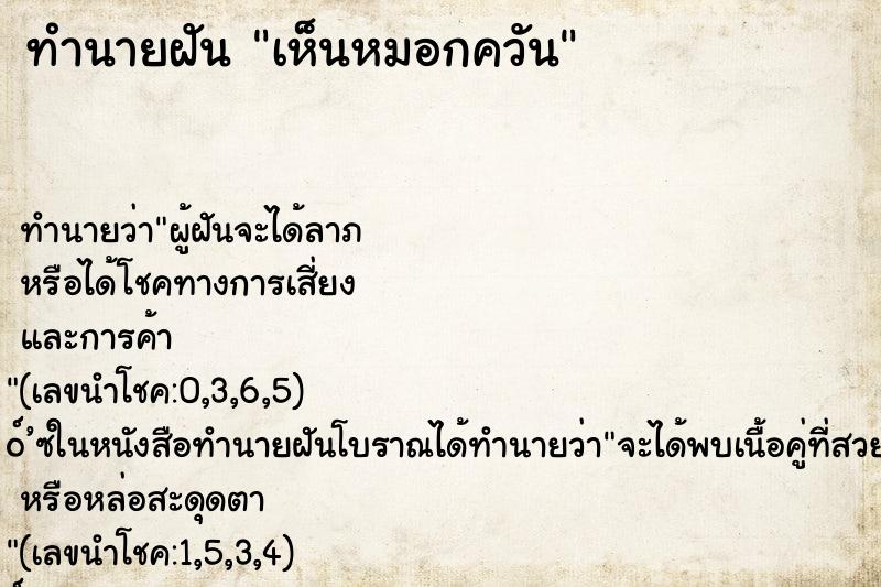 ทำนายฝัน เห็นหมอกควัน ทำนายฝัน เห็นหมอกควัน