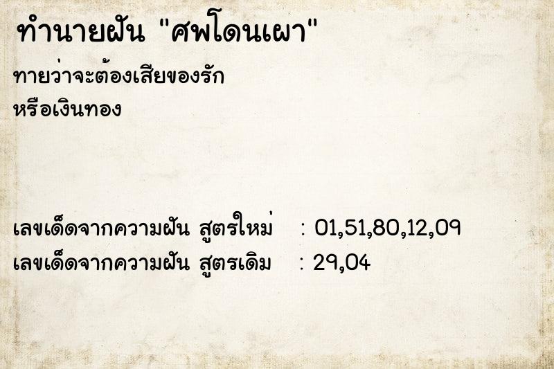 ทำนายฝัน ศพโดนเผา ทำนายฝัน ศพโดนเผา