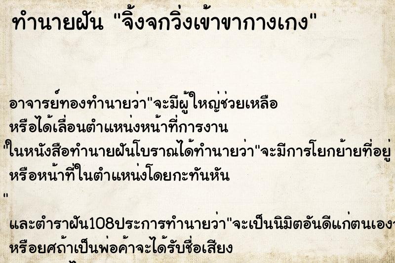ทำนายฝัน จิ้งจกวิ่งเข้าขากางเกง