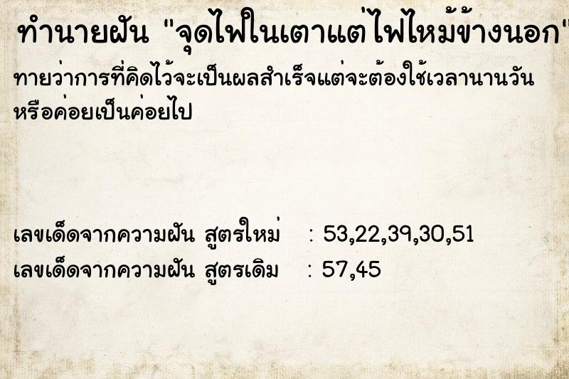 ทำนายฝันทำนายฝันจุดไฟในเตาแต่ไฟไหม้ข้างนอก