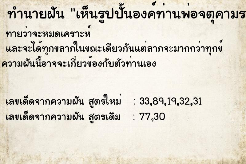 ทำนายฝัน เห็นรูปปั้นองค์ท่านพ่อจตุคามรามเทพ ทำนายฝัน เห็นรูปปั้นองค์ท่านพ่อจตุคามรามเทพ