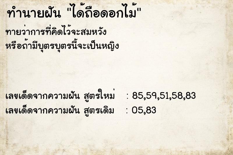 ทำนายฝันได้ถือดอกไม้ ทำนายฝันทำนายฝันได้ถือดอกไม้