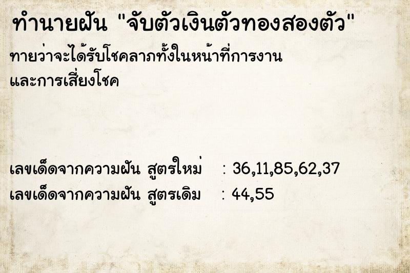 ทำนายฝันทำนายฝันจับตัวเงินตัวทองสองตัว