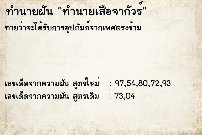 ทำนายฝันทำนายเสือจากัวร์ ทำนายฝันทำนายฝันทำนายเสือจากัวร์