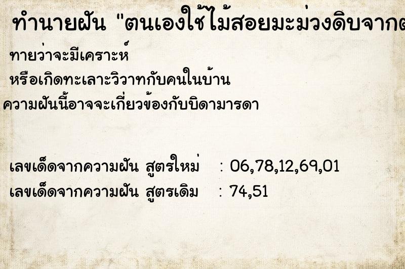 ทำนายฝัน ตนเองใช้ไม้สอยมะม่วงดิบจากต้น