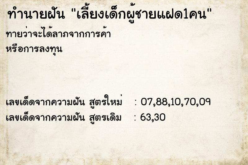 ทำนายฝันเลี้ยงเด็กผู้ชายแฝด1คน ทำนายฝันทำนายฝันเลี้ยงเด็กผู้ชายแฝด1คน
